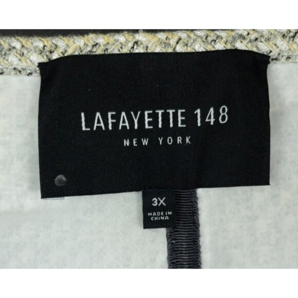 Lafayette 148 Tweed Zip Jacket Women's 3X Linen Blend Geometric Full Zip Blazer - Picture 2 of 16